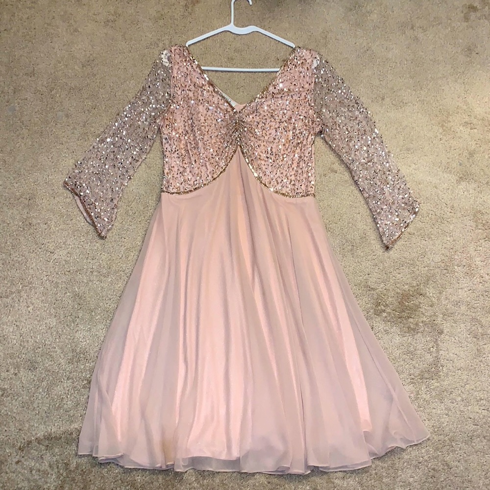 Blush Sequin Chiffon Evening Dress